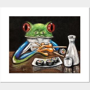 "Sake & Sushi" - Frogs After Five collection Posters and Art